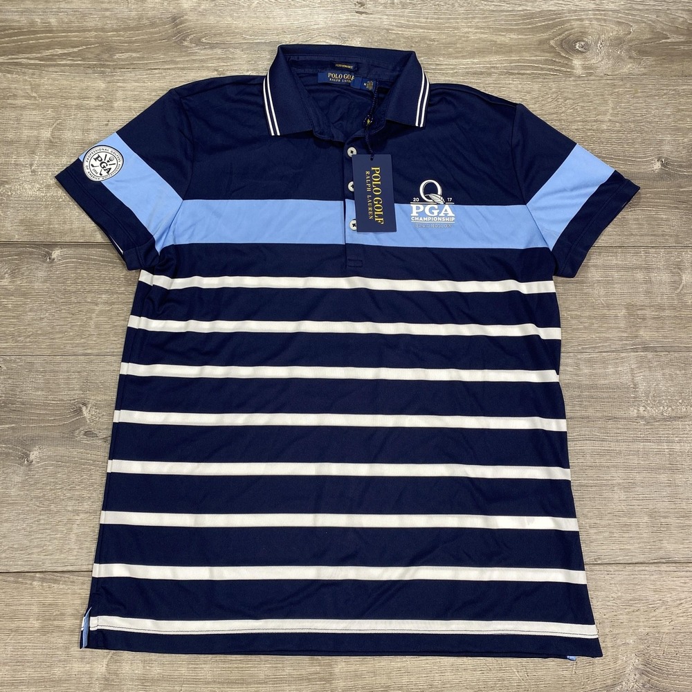 2017 PGA Championship Quail Hollow Shirt Mens Medium Blue‎ Golf Polo Striped